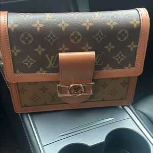 Louis Vuitton Monogram Canvas and Tan Leather Bag